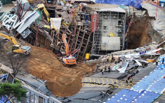 붕괴 사고가 발생한 경기도 광명시 신안산선 지하터널 공사 현장. 연합뉴스