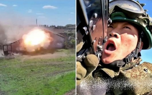 29일(현지시간) 러시아 관영 리아 노보스티 통신은 “러시아군과 북한군 합동 전투 작전 영상”이라며 64초짜리 시각 자료를 공개했다. 통신은 이어 “북한군이 우크라이나군으로부터 쿠르스크 수잔스키 지역을 해방하는 작전에 참여했다”라고 전했다. 사진은 관련 영상 일부. 2025.4.29 리아 노보스티