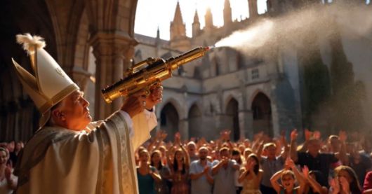 트럼프가 교황 복장으로 거대한 독수리를 타고 날아오르는 등 장면이 담긴 인공지능(AI) 영상이 소셜미디어(SNS)에서 급속히 확산되며 신성모독 논란과 함께 뜨거운 찬반 토론을 불러일으키고 있다.  엑스(X·옛 트위터) 캡처