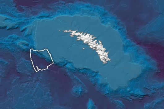 아쿠아 위성이 3월 4일 촬영한 사우스조지아섬 근처에 있는 A-23A . NASA