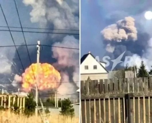 러시아 탄약고 폭발 당시 모습. 러시아 매체 아스트라 제공