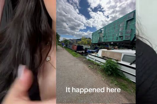 영국의 틱톡 인플루언서 아일라 멜렉이 ‘범핑 갱’(Bumping gang)으로부터 이른바 ‘어깨빵’ 피해를 당한 장소를 설명하고 있다.