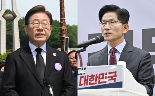 이재명(왼쪽) 더불어민주당 대선 후보와 김문수 국민의힘 대선 후보. 2025.5.18 뉴스1