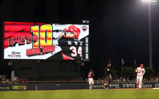 최형우, 18시즌 연속 두 자릿수 홈런과 2,500안타 동시 달성 - 27일 광주기아챔피언스필드에서 열린 프로야구 키움 히어로즈와 KIA 타이거즈의 경기. KIA 최형우가 5회말 2사 2루에서 역전 투런홈런을 날리고 있다. 최형우는 이 홈런으로 통산 2,500안타를 달성했다. 2025.5.27  광주 연합뉴스