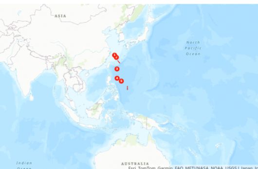 중국 항공모함 랴오닝함의 이동경로 출처: 일본 방위성