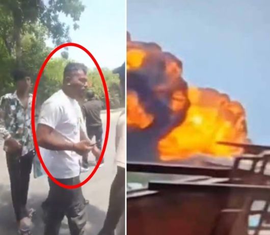 242명을 태운 에어인디아 여객기가 12일(현지시간) 인도 서부 구자라트주 아메다바드 공항에서 이륙한 직후 추락했다(오른쪽). 사진 왼쪽은 승객 242명 중 유일한 생존자가 스스로 사고 현장에서 걸어 나오는 모습. 엑스 캡처