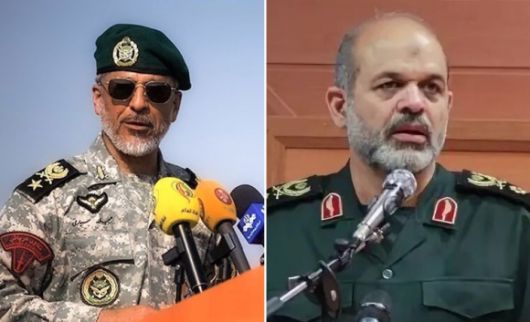 하비볼라 사야리 이란군 참모총장 대행(왼쪽)과 아흐마드 바히디 이란 혁명수비대 총사령관 대행. 출처=엑스