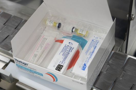 글로벌 제약사 길리어드 사이언스가 미 식품의약국(FDA) 승인을 받은 HIV 예방주사제 ‘예즈투고’(Yeztugo·성분명 레나카파비르). AP 연합뉴스