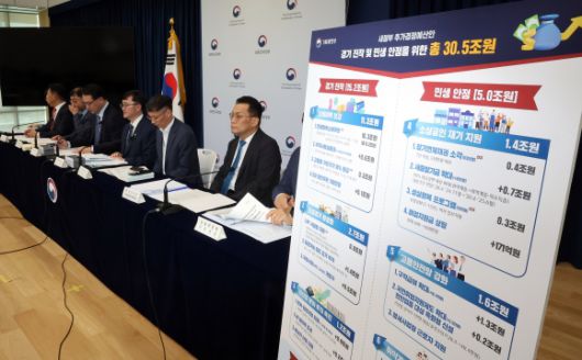 임기근 기획재정부 2차관이 지난 18일 정부세종청사 민원동 공용 브리핑실에서 새 정부 추가경정예산안을 발표하고 있다. 2025. 6. 19. 연합뉴스