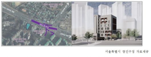 ‘광장동 (가칭)어린이문화센터 건립 사업’ 위치도, 조감도