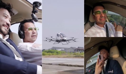 인도네시아 국민 MC 라피 아흐마드(왼쪽)가 이 나라 새 수도에서 운항 예정인 드론 택시의 첫 번째 승객으로 기록됐다. 출처=라피 아흐마드 인스타그램