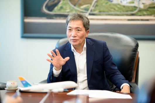 이학재 인천공항공사 사장이 2일 서울신문과 인터뷰하고 있다. 인천공항공사 제공