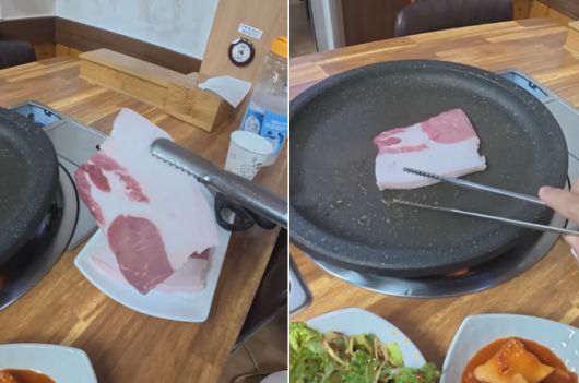 한 여행 유튜버가 최근 울릉도 여행에서 간 고깃집에서 1인분(120g) 1만 5000원짜리 삼겹살을 시켰다가 살코기보다 비계가 눈에 띄게 많은 고기를 받아 ‘바가지 논란’이 일고 있다. 유튜브 채널 ‘꾸준’ 캡처