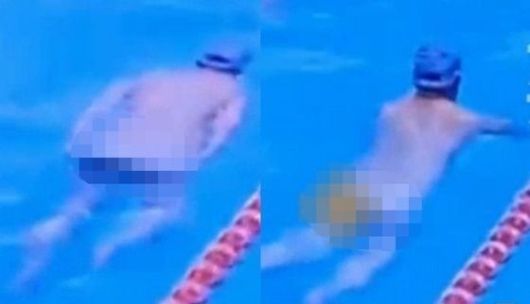중국 광둥성 광저우의 한 수영장에서 한 남성이 수영을 하다가 갑자기 수영복을 내린 뒤 대변을 배출했다. 중국 SNS 캡처