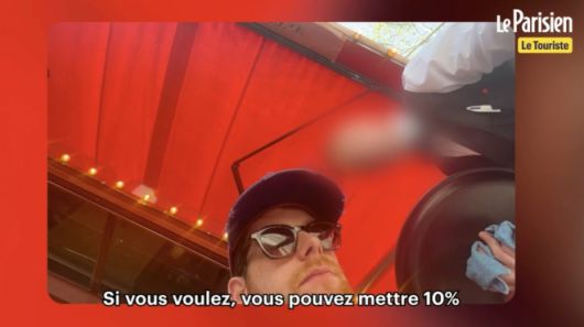 프랑스 파리의 한 식당 종업원이 외국인 관광객으로 위장한 손님에게 원하는 경우 10% 팁을 추가할 수 있다고 설명하고 있다. 프랑스 일간 르파리지앵 유튜브 캡처