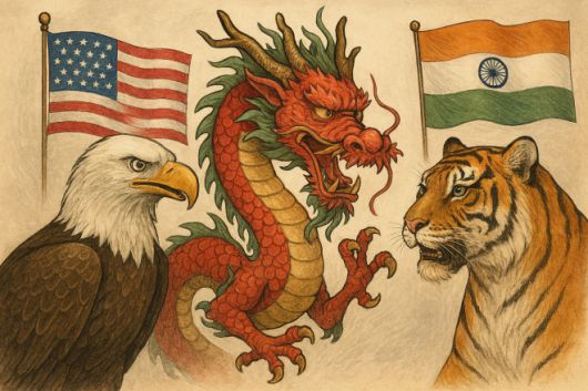 미국과 중국, 인도를 상징하는 그래픽. 코파일럿