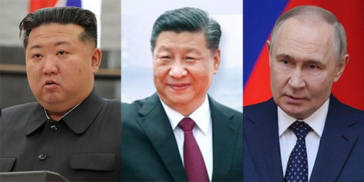 김정은 북한 국무위원장, 시진핑 중국 국가주석, 푸틴 러시아 대통령(왼쪽부터). 뉴스1·AP 뉴시스