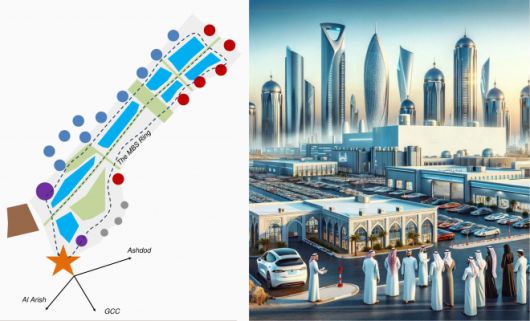 트럼프 행정부 내부 문건에 담긴 가자지구 개발 구상. ‘10대 메가 프로젝트’ 배치도(왼쪽)와 AI 기반 스마트시티 일러스트(오른쪽). 출처=그레이트 트러스트 문건
