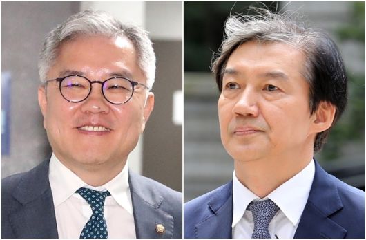 최강욱(왼쪽) 전 의원, 조국 전 법무부 장관. 뉴시스