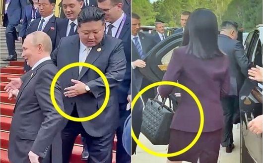김정은 북한 국무위원장(왼쪽)이 2025년 9월 3일 중국 베이징 전승절 80주년 기념 열병식 행사에서 블라디미르 푸틴 러시아 대통령과 함께 모습을 드러냈다. 김 위원장의 손목에는 약 2000만 원 상당의 스위스 IWC 시계가 포착됐다. 같은 날 동행한 여동생 김여정 노동당 부부장(오른쪽)은 약 1000만 원대 프랑스 명품 ‘레이디 디오르’ 가방을 들고 이동하는 장면이 확인됐다. 크렘린궁 영상 캡처