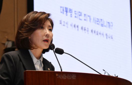 29일 나경원 국민의힘 의원이 국회에서 열린 정책 의총에서 주제 발표를 하고 있다.2025.9.29 안주영 전문기자