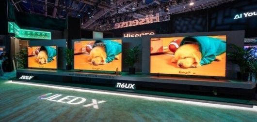 중국 TV 브랜드 하이센스가 CES 2025에서 선보인 116인치 미니 RGB TV. 하이센스 제공