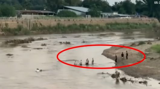 24일 태국 공영방송인 타이 PBS는 미얀마 군부가 22일부터 자국 내 대규모 범죄단지인 KK파크를 단속하자 많은 외국인(사진)이 모에이 강을 건너 태국으로 넘어왔다고 밝혔다. 뉴스 영상 캡처