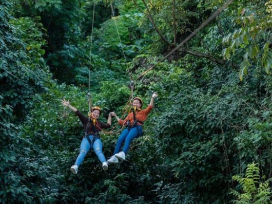 라오스 루앙프라방 ‘그린정글파크’에서 관광객들이 짚라인을 타고 있다. 사진은 기사 내용과 직접 관련 없음. 그린정글파크 페이스북 캡처