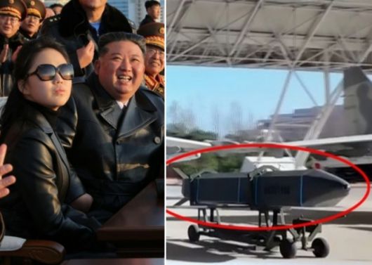 북한 노동당 기관지 노동신문은 30일 “조선인민군 공군 창설 80주년 기념행사가 11월 28일 제2공군사단 59길영조영웅연대 갈마비행장에서 성대히 진행됐다”고 보도했다. 김정은 국무위원장이 참석한 이 자리에는 ‘존경하는 자제분’으로 호명된 딸 주애도 동행했다(왼쪽), 오른쪽은 이날 공개한 북한의 신무기. 노동신문, 뉴스1