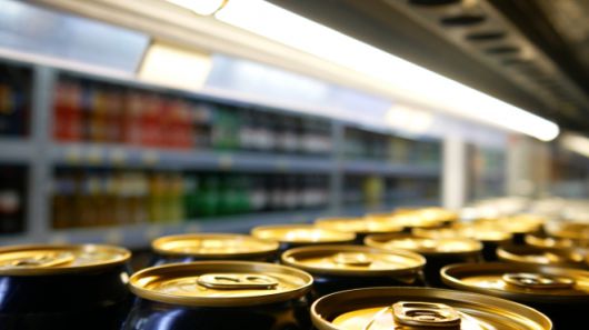 매장에 진열된 음료. 123rf