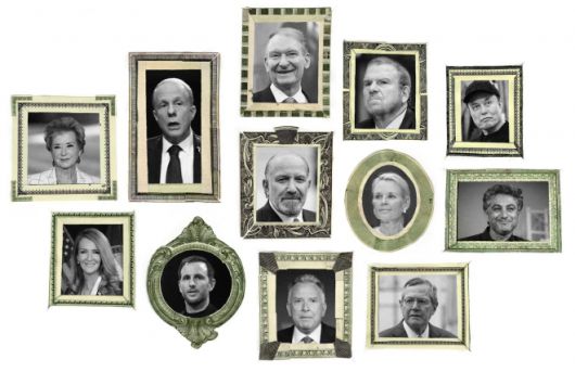 워싱턴포스트(WP) 기획 시리즈 ‘억만장자의 나라’에 소개된 트럼프 내각 12인의 합성 이미지. WP는 이들을 “미국 역사상 가장 부유한 행정부의 상징적 인물들”이라고 평가했다. 출처=WP