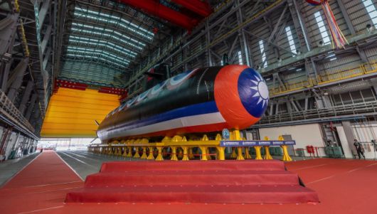 진수식에 모습을 드러낸 하이쿤 잠수함 모습. 대만 총통부 제공