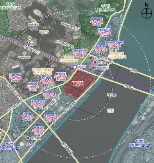 위치도 (광진구 광장동 218-1번지 일대)