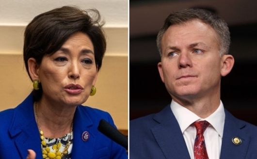 미국 공화당 영 김(왼쪽) 하원의원과 블레이크 무어 하원의원. EPA 연합뉴스