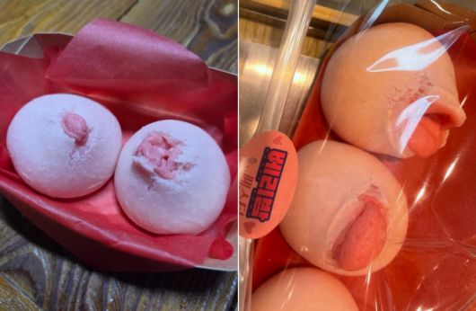 파리바게뜨가 최근 출시한 신제품 ‘베리 쫀득볼’ 실물 사진. 제조 매뉴얼을 정확하게 따르지 않았을 때 만드는 매장에 따라 최종 모양이 차이가 난다. 온라인 커뮤니티·‘더쿠’ 캡처