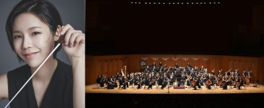 디즈니 인 콘서트의 공연을 맡은 지휘자 진솔(왼쪽)과 강남심포니오케스트라(오른쪽). / 사진=마스트미디어 제공