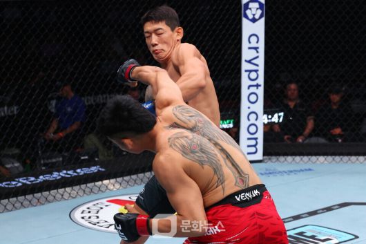 유주상이 UFC 데뷔전을 28초 카운터 펀치 KO로 장식했다. / 사진제공=UFC 한국