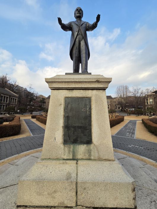 연세대 설립자 언더우드(원두우) 동상. /사진=윤광원 기자