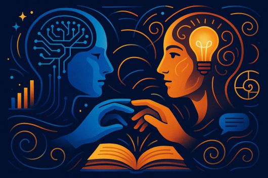 인공지능(AI) 기반 검색엔진 ‘퍼플렉시티’에 ‘인공지능과 인문학의 연계와 관련한 이미지를 생성하라’는 지시어를 입력해 생성한 이미지.