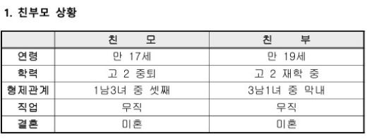 김서희씨 ‘입양아동 배경보고서’ 갈무리.
