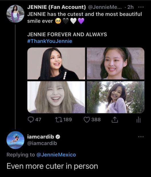 /사진=그룹 블랙핑크 제니의 멕시코 팬이 운영하는 트위터 계정 캡처