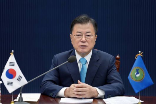 [서울=뉴시스김진아 기자 = 문재인 대통령이 25일 오전 청와대에서 화상으로 열린 제4차 한-중미통합체제(SICA) 정상회의에 참석해 인사말을 하고 있다. 2021.06.25. bluesoda@newsis.com