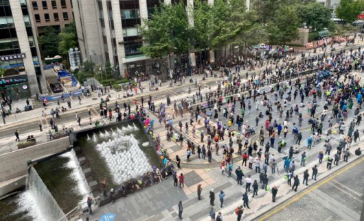 우리공화당이 4일 오전 광화문 청계광장에서 집회를 열고있다./사진=머니투데이 김성휘