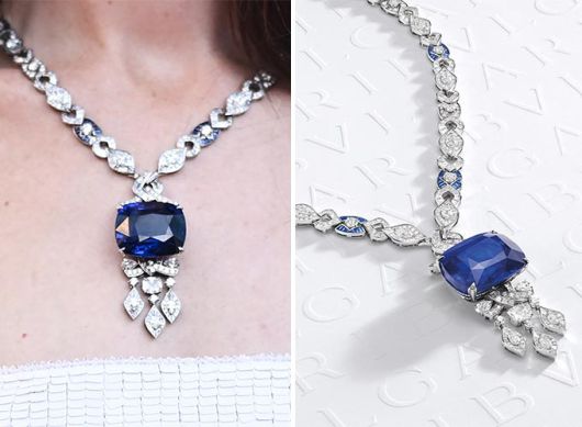 할리우드 배우 앤 해서웨이가 착용한 럭셔리 주얼리 브랜드 '불가리'(Bulgari)의 하이주얼리 컬렉션 목걸이/사진=Reuters/뉴스1, 불가리 인스타그램