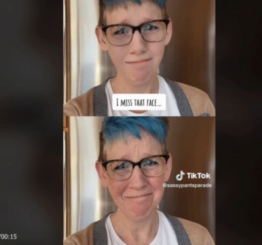 한 중년 여성이 틴에이지 룩(Teenage Look)'이라고 불리는 필터를 사용해보고 있는 사진/ 사진= 틱톡 캡처