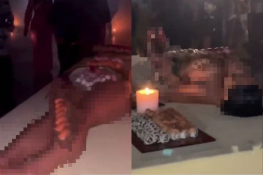 세계적인 래퍼 예(Ye·개명 전 카니예 웨스트)가 자신의 46번째 생일파티에서 여성의 알몸을 초밥 접시로 사용해 논란이 일고 있다./사진=트위터 캡처