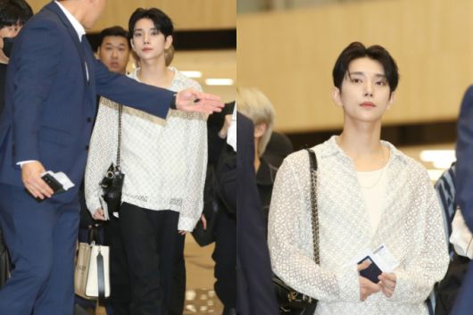 17일 해외 일정을 위해 김포국제공항을 통해 출국하는 세븐틴 조슈아 /사진=뉴스1
