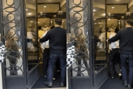 술에 취한 듯 제대로 걷지 못하며 몸을 휘청이는 가수 지드래곤(영상 속 흰색 옷) /사진=X(엑스·구 트위터) 캡처