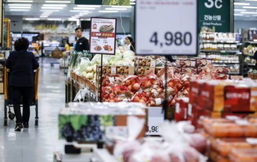 [서울=뉴시스] 정병혁 기자 = 서울시내 대형마트를 찾은 시민들이 장을 보고 있다. 2023.10.24.