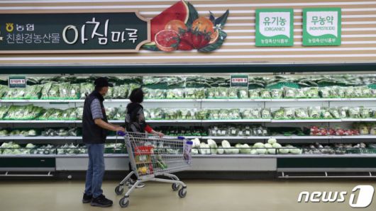 (서울=뉴스1) 박세연 기자 = 2일 서울 서초구 농협 하나로마트 양재점을 찾은 시민들이 장을 보고 있다.   2023.11.2/뉴스1  Copyright (C) 뉴스1. All rights reserved. 무단 전재 및 재배포,  AI학습 이용 금지.